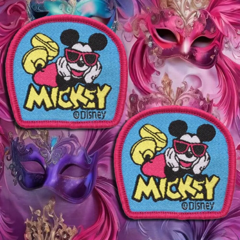 (2) VINTAGE Mickey Mouse SEW ON Patch Fun Badges Clothing Accessories Embroidery